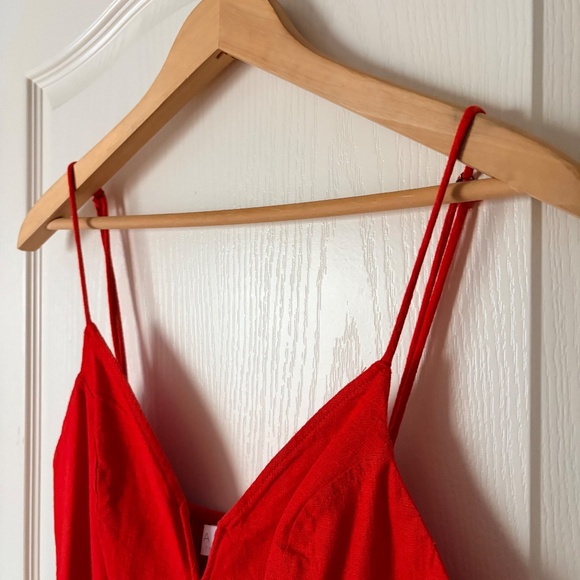 ASTR the Label Izzy Red Spagetti Strap Wide Leg Jumpsuit Romper, Medium - Picture 6 of 15
